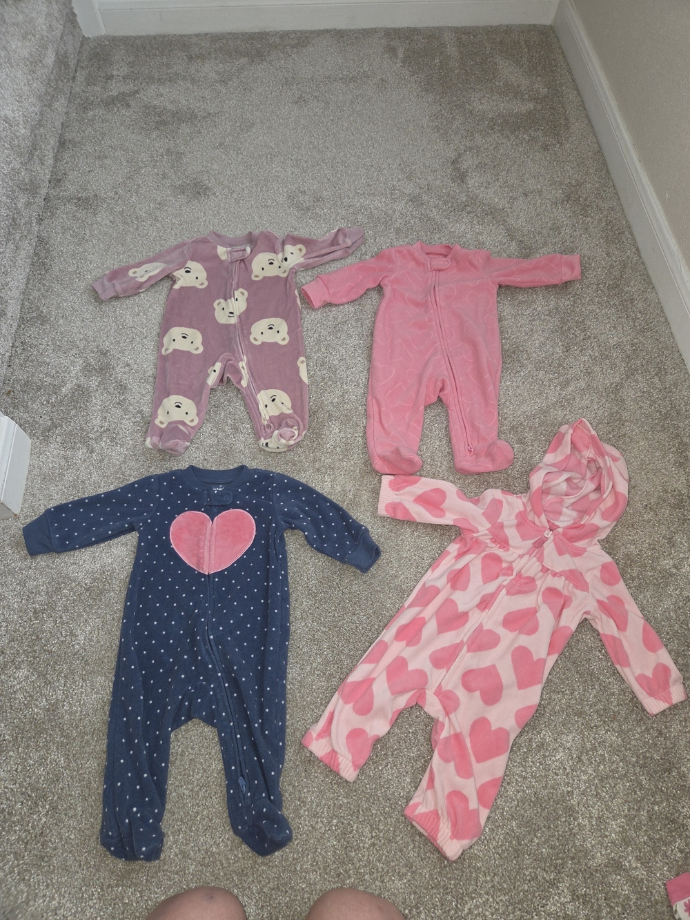 Carter's Girls' Mixed Fleece Sleepers in Pink, Purple, Navy, Light Pink